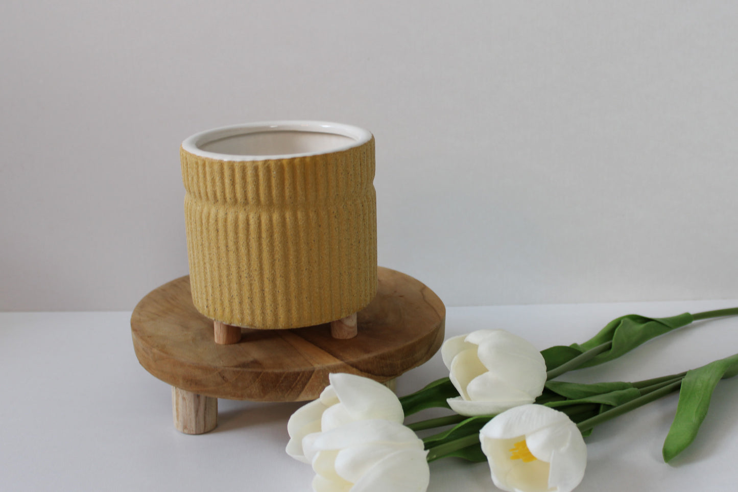 Textured Yellow Indoor Plant Pot