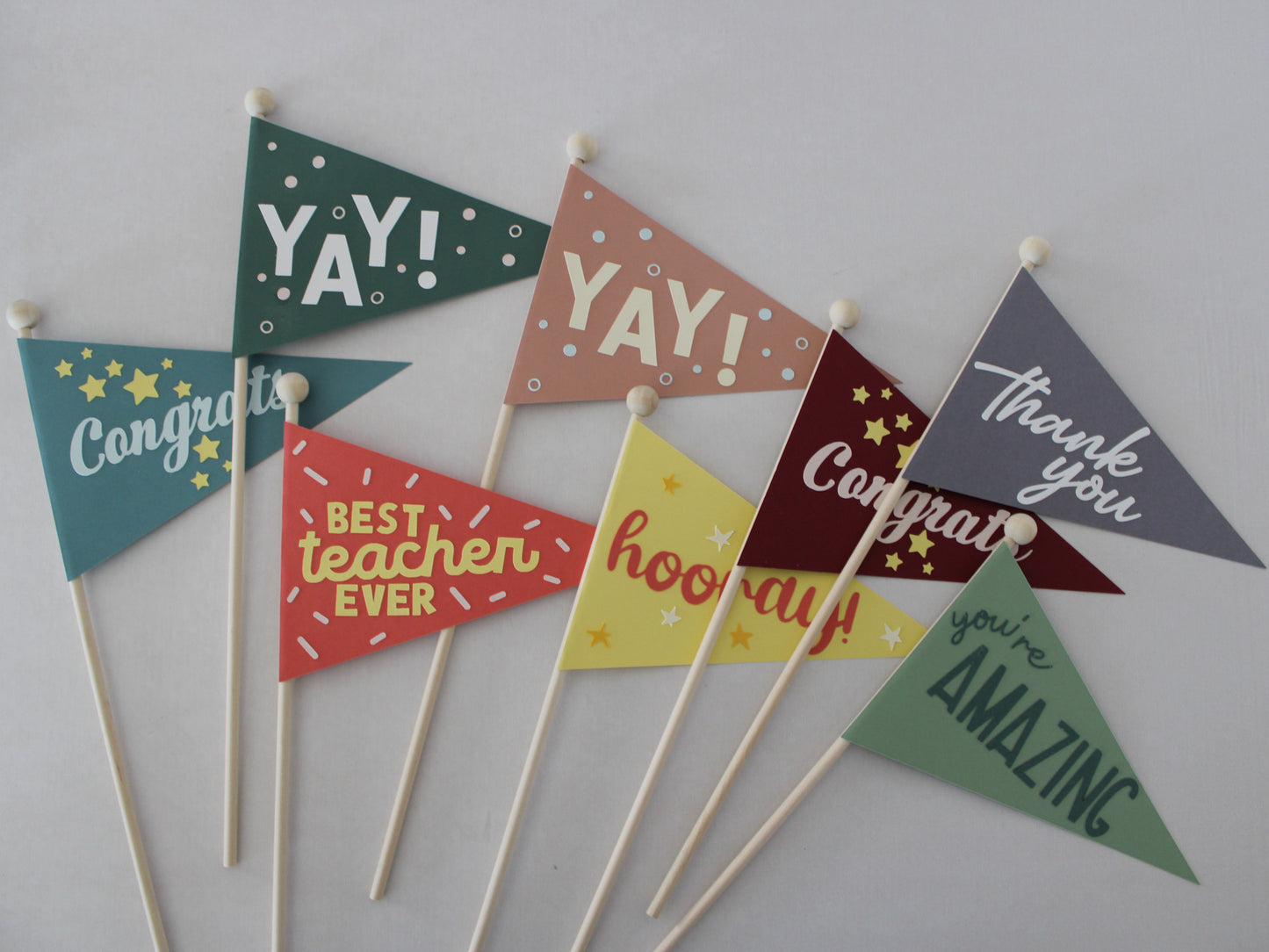 Handmade Paper Flag - Congrats in Blue