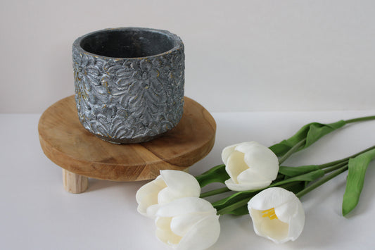 Cement Floral Indoor Plant Pot