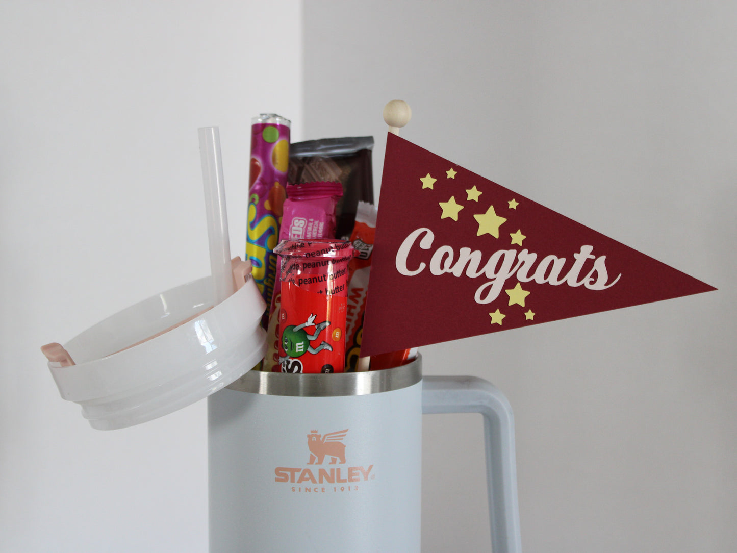 Handmade Paper Flag - Congrats in Red