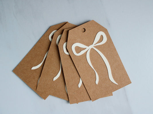 Handmade Paper Tag - Bow - 4pk