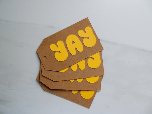 Handmade Paper Tag - Yay - 4pk