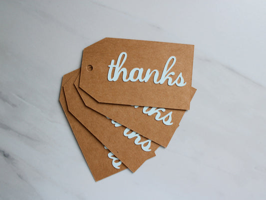 Handmade Paper Tag - Thanks - 4pk