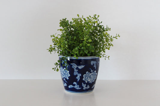 Blue Floral Plant Pot